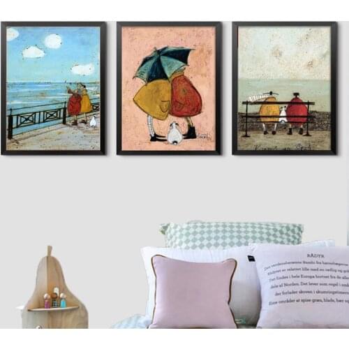 Abstract Happy Lovers Canvas Painting Vintage Posters Prints Scandinavian Nordic Wall Art Pictures for Home Decor Unframed