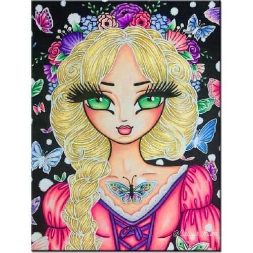 Big-eyed girl 5D DIY Diamond Painting Butterfly Fairy Full Square round 5D Rhinestone Embroidery Mosaic Amazing Artworks,A2296