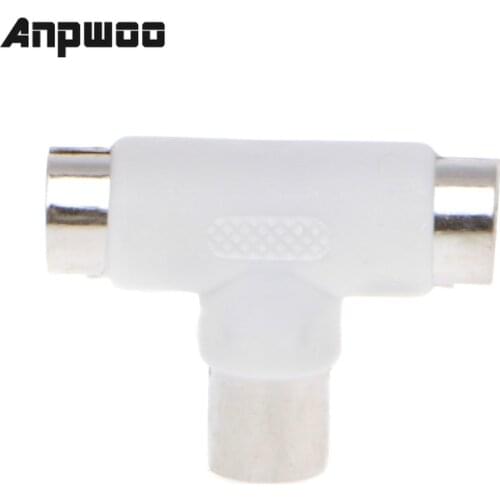 ANPWOO 2 Way TV T Splitter Aerial Coaxial Cable Male to 2x Female Connectors Adapter