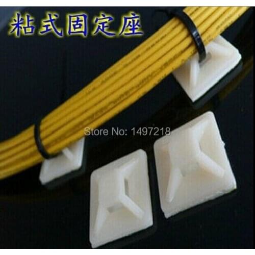 Free Shipping Wholesale 100PCS/Lot 40mm*40mm White Zip tie Self Adhesive Cable Clips Cable tie mount Wire fix Holder Clamp