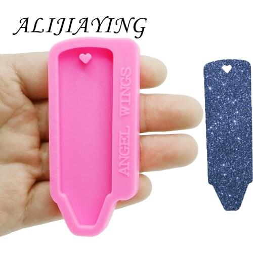 Shiny keychain crayon pen key ring decoration silicone mold for DIY epoxy resin DY0152