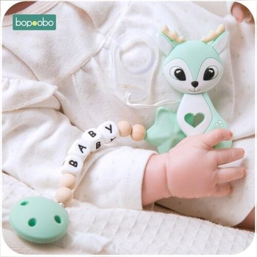Bopoobo 1pc Baby Silicone Animal Teether Beads Pacifier Clip Chain Infant Nursing Accessories For Teeth Chains Children Product