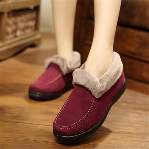 NAUSK 2021 Women Boots Winter Shoes 2021 Snow Boots Round Toe Cotton Fabric Slip-on Flat with Sewing Solid Color Platform Boots
