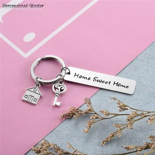 Personalized Master Engraved "Home Sweet Home" Keychain Customized Text New Home Keychains Engraving Message Family Keyring Gift