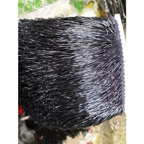 Black color 15cm super selling 5 yards YG-15 beaded tassel fringe nice looking beads tube for dress decoration