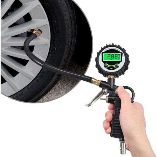 Digital LCD Display Inflation Monitoring Manometer Car JP Tire Air Pressure Inflator Gauge LED Backlight Vehicle Tester