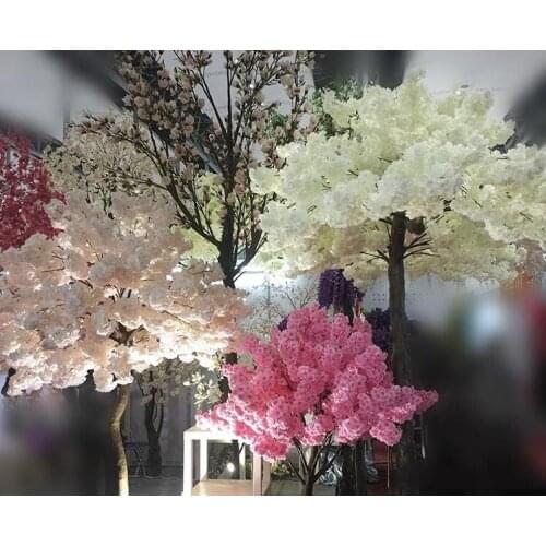 Simulation cherry blossom branch 4 fork with green leaves pear flower branch wedding decoration cherry artificial silk flower