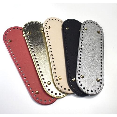 26x8cm Bag Bottom Oval Leather Bottoms with Holes Bag Accessories DIY Part PU Glossy for Handbag Crossbody Messenger Bags