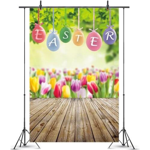 Spring Easter Photography Backdrop Yellow Flowers Eggs Wood Floor Background Kids Adult Portraits Photo Studio Props