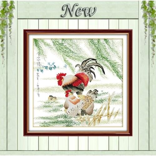Family photos Cock Chick decor painting Counted Printed on canvas DMC Needlework Kits Embroidery Sets 14CT 11CT DIY Cross Stitch