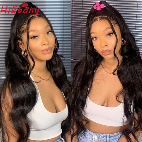 HiEbony Loose Wave Lace Front Wig Pre Plucked Glueless Lace Front Wigs Remy Black Human Hair 13x4 Front Lace Wigs with Baby Hair