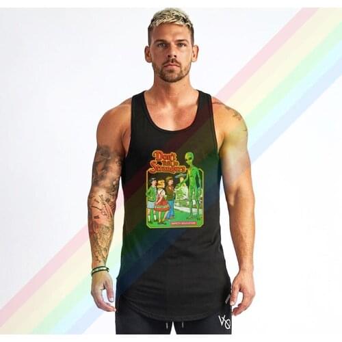 Don't Educate Strangers About Safety Summer Soft Custom Sleeveless Design Your Own Vest Cotton Mens Muscle Tee Tank Top Shirt