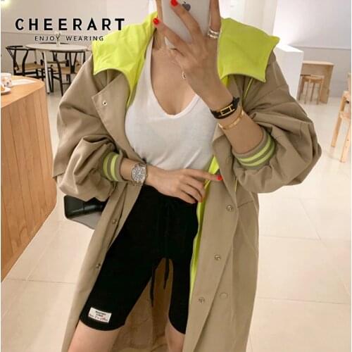 IMucci 2020 Autumn Womens New Hooded Trench Coat Korean Plus Size Khaki Long Coat Female Trenchcoat Overcoats Outerwear Teen