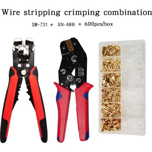 Wire Stripper SW-731 Crimping Tool SN-48B 0.5 - 2.5Mm² , 300PCS Wire Connector Electrical Crimping Terminal Set