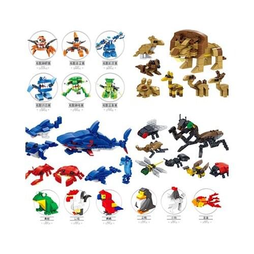 Cartoon Animal Shark Seal Fish Sea Creature Friends Classic Building Blocks Figures Zoo Set Education Toys Children Gift