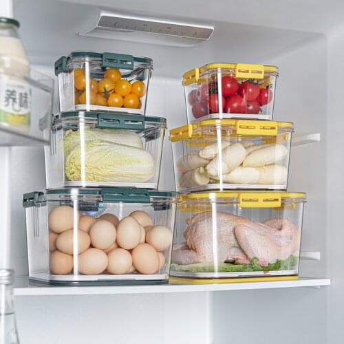 Refrigerator Storage Box with Lid Kitchen Organizer Storage Containers Food Vegetable Fruit Timekeeping Frozen Jars Freezer Seal
