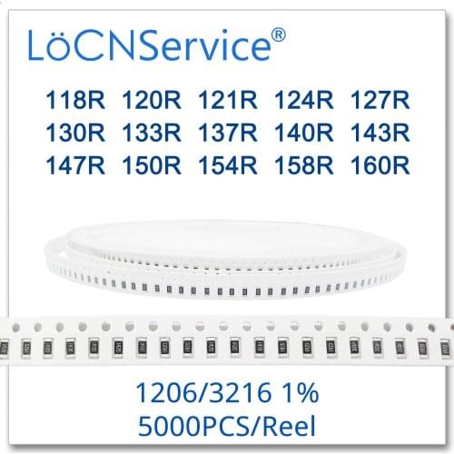 LoCNService 1206 1% 5000PCS 118R 120R 121R 124R 127R 130R 133R 137R 140R 143R 147R 150R 154R 158R 160R 3216 Resistor OHM