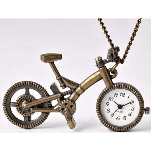 6033 Fashion pocket watch bicycle model Shi Ying pocket watch retro mens and womens pendant necklace antique pocket watch