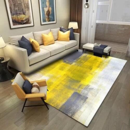 Fashion Modern Abstract Art Watercolor Bright Yellow Gray White Doormat Bedroom Living Room Kitchen Floor Mat