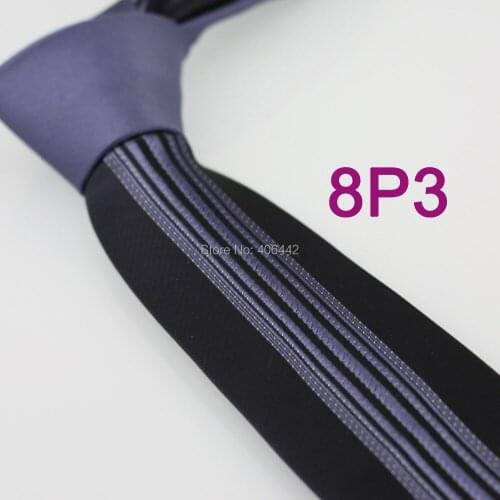 YIBEI Coachella ties Mens SKINNY Tie New Design Steel Gray Knot Contrast Black/Steel Gray Stripe Microfiber Necktie SLIM Tie