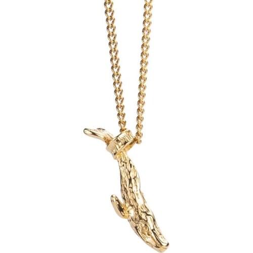 Stainless Steel Vintage Gold Fish Whale Pendant Necklace Jewelry Deep Sea Whale Punk Rock Men Necklaces Gift For Him