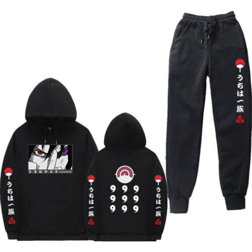 Suit Men/women Fashion Harajuku 2 Pcs Set Uchiha Madara Autumn Winter Fleece Hoodies Sweatshirt + Sweatpants Suits