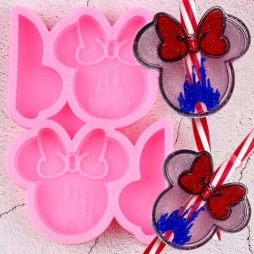 Disney Mickey Castle Silicone Straw Topper Mold Mouse Head Jewelry Epoxy Resin Mold Candy Chocolate Fondant Cake Decorating Tool