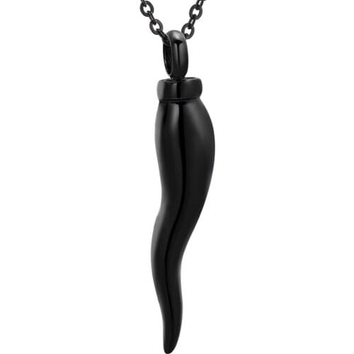 Newest Italian Horn Memorial Jewelry Cremation Urn Pendant Necklace Remembrance Funeral Ashes Women/Men/Pet Keepsake Urn Locket