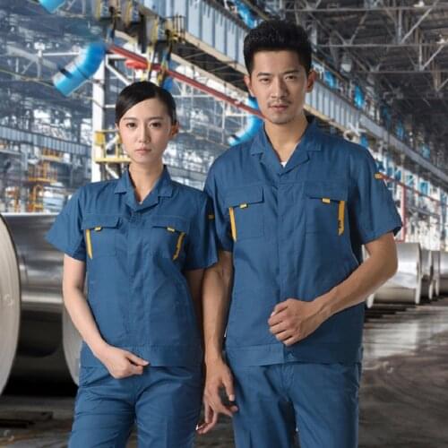 New Summer Work Clothing Men Women Auto Workshop Durable Electricity Installation Mechanical Construction Repairmen Uniforms 4XL