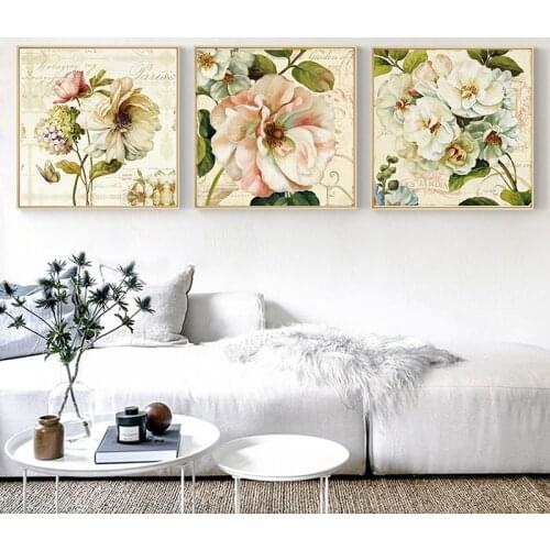 New Classical Flower Nordic Canvas Painting Home Decor Picture Wall Art Poster Vintage Print Living Room Bedroom Retro Painting