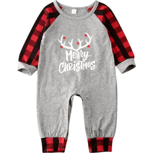 0-18M My First Christmas Baby Clothes Infant Newborn Boy Girl Jumpsuit Plaid Romper Cartoon Deer Xmas Costumes