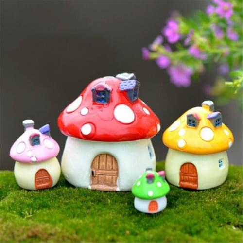 1PC Resin Mini Mushroom House Miniature Garden Accessories Colorful Micro Landscape Fairy Garden Miniatures Decorations Craft