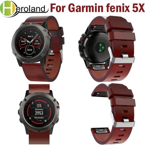 26mm Easy Fit Watch Strap For Garmin Fenix 5X/5X Plus Quick Release Strap Leather Watchband for Garmin Fenix 5X Wrist Band Sport
