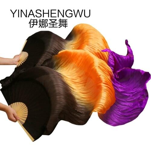 Slik Fans Belly Dance New Arrivals Stage Performance Dance Fans 100% Silk Veils Colored Women Belly Dance Fan Veils (2pcs)