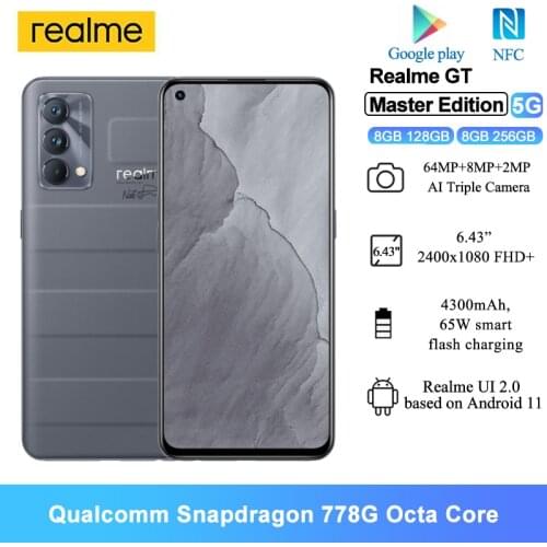 Realme GT Master Edition 5G Mobile Phones NFC 6.43" FHD+ Snapdragon 778G 64MP AI Triple Camera 65W 4300mAh Battery Smartphones