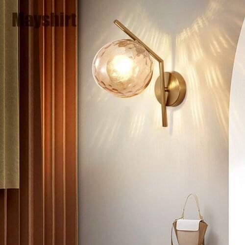 Nordic Glass wall lamps for bedroom Bedside Indoor Moon Wandlamp bathroom Aisle living room Decor Modern LED Wall Light fixtures