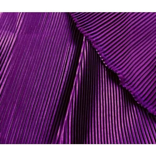 Dark purple 2 meters 150cm 59.05" width fine stripe crumple accordion pleated faux silk satin fabric for dress MM21