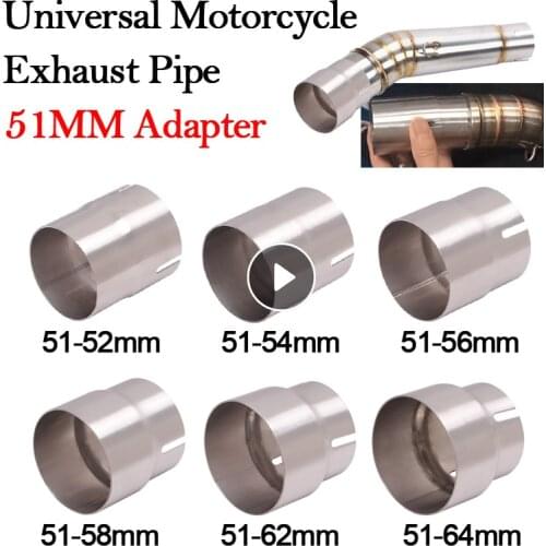 Universal Car Motorcycle Stainless Steel Exhaust 51MM Adapter 52MM 54MM 56MM 58MM 62MM 64MM Escape Reducer Connection Link Pipe
