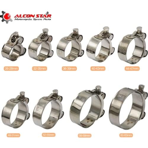 Alconstar-Universal 25-63mm Stainless Steel Motorcycle Exhaust Accessories Banjo Clamp Clip For Slip-on Type Motorcycle Muffler