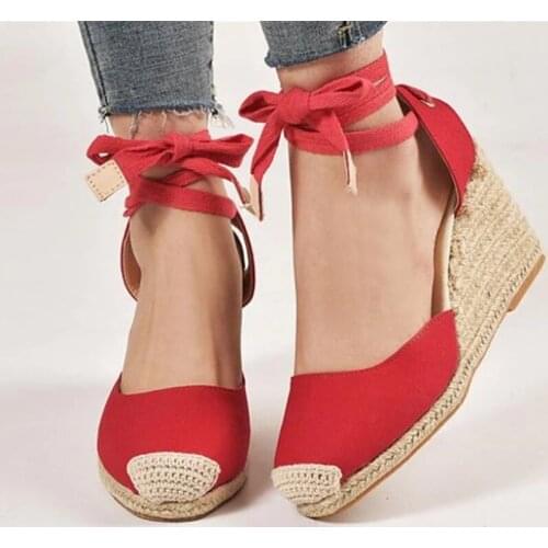 Wedge Heels Sandals Women 2021 Platform Summer Ladies Shoes Thick Bottom Hemps Fashion Casual Pumps Female Footwear Plus Size 43