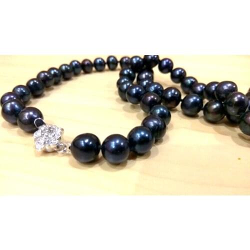 Women Classic Jewelry 10mm black colors pearl necklace AA real natural freshwater pearl 17inch / 43cm