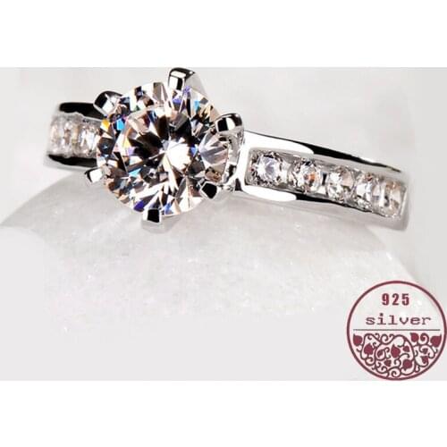 925 sterling silver rings women Pure Solid Set Big Engagement Ring Real Silver Wedding Rings for Women