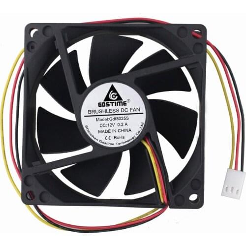 1 Pcs Gdstime 3Pin DC 12V Brushless Cooling Fan 80x80x25mm 80mm 8cm Three Wires FG PC Case CPU Motor Cooler 8025