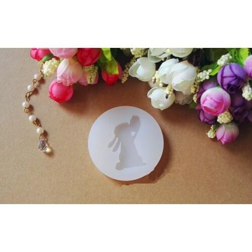 1 piece rabbit hold the vase DIY Silicone Crystal Drop Rubber Mold Transparent Clear Handmade Jewelry Mould Tools for jewelry