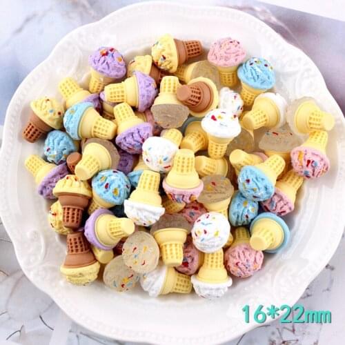 10pcs 16*22MM DIY resin decorative ice cream charms pendants kawaii cabochon ornament craft decoration fashion jewelry making