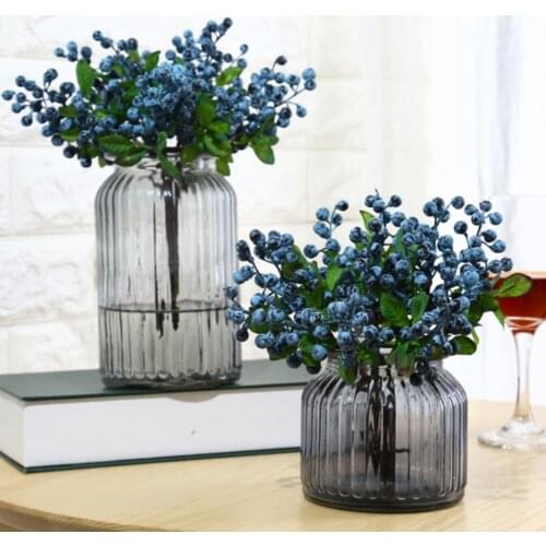 10Pcs Decorative Blueberry Fruit Berry Artificial Flower Plants For Wedding Home Decoration Blue