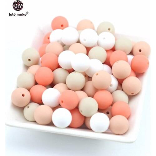 Lets Make Baby Silicone Bead DIY Jewelry Necklace Can Chew 100pc Beige Series Nursing Teether Accessories Beads Baby Teether