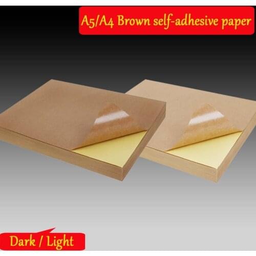 20 50 Sheets 80g A4 A5 Brown Kraft Paper Self Adhesive Sticker printing labels for Inkjet Laser Printing Copier Craft Paper
