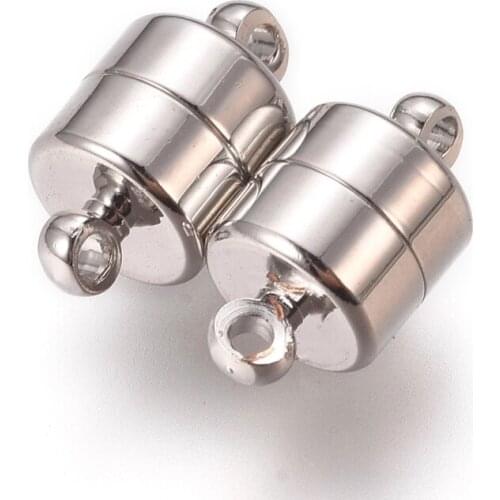 20pcs Column Brass Magnetic Clasps Leather Bracelets Necklace Connectorsfor Jewelry Making DIY Bracelet Necklace 11x6.5mm