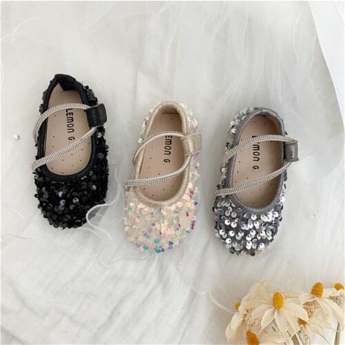 2021 Baby Sequins Casual Shoes 1-6 Years Girls Princess Soft Leather Dress Shoes Toddler Girls Mary Janes Soft Sole Shoe 21-30